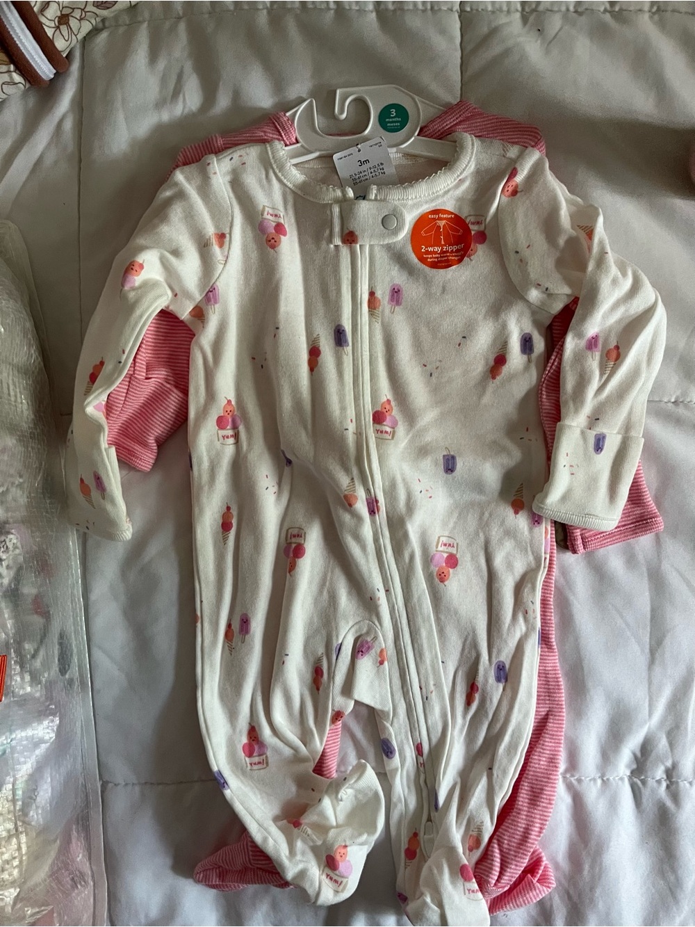 Baby Girls' Pink & White One-Piece Sleep Gown - 2-Pack